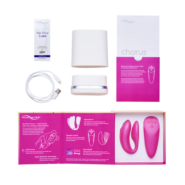 Вибратор для пар WE-VIBE Chorus розовый,силикон,7,8 см.