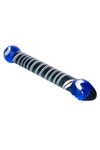 Двусторонний фаллоимитатор Sexus Glass, стекло, синий, 21 см