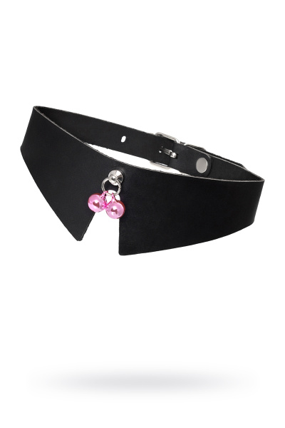 Чокер-воротник с бубенчиками Pecado BDSM, натуральная кожа, черный
