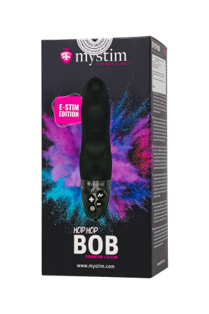 Вибратор Mystim Hop Hop Bob с электростимуляцией, силикон, черный, 16,5 см