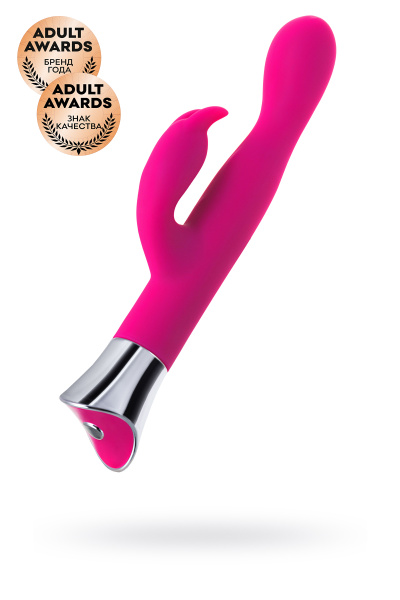 Вибратор с клиторальным  стимулятором JOS LOLY, с гибкой головкой, силикон, розовый, 21,6 см